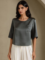 [Dark Gray] SilkSilky  Half Sleeve Women's T-Shirt 003