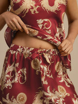 [Wine Dragon] SilkSilky  Spaghetti Strap V Neck Camisole Set 006