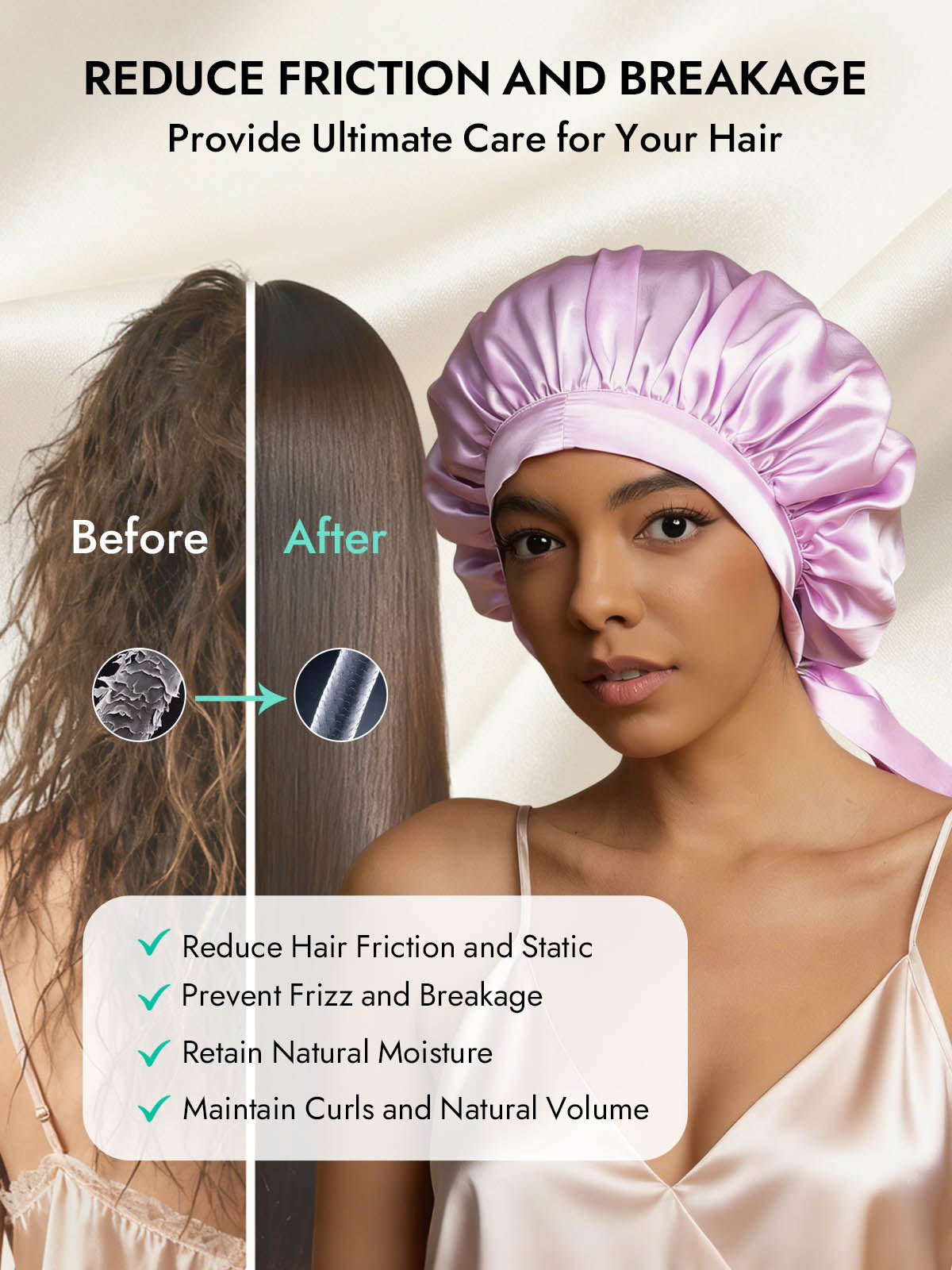 [Lavender] SilkSilky  Pure Silk Sleep Cap 003