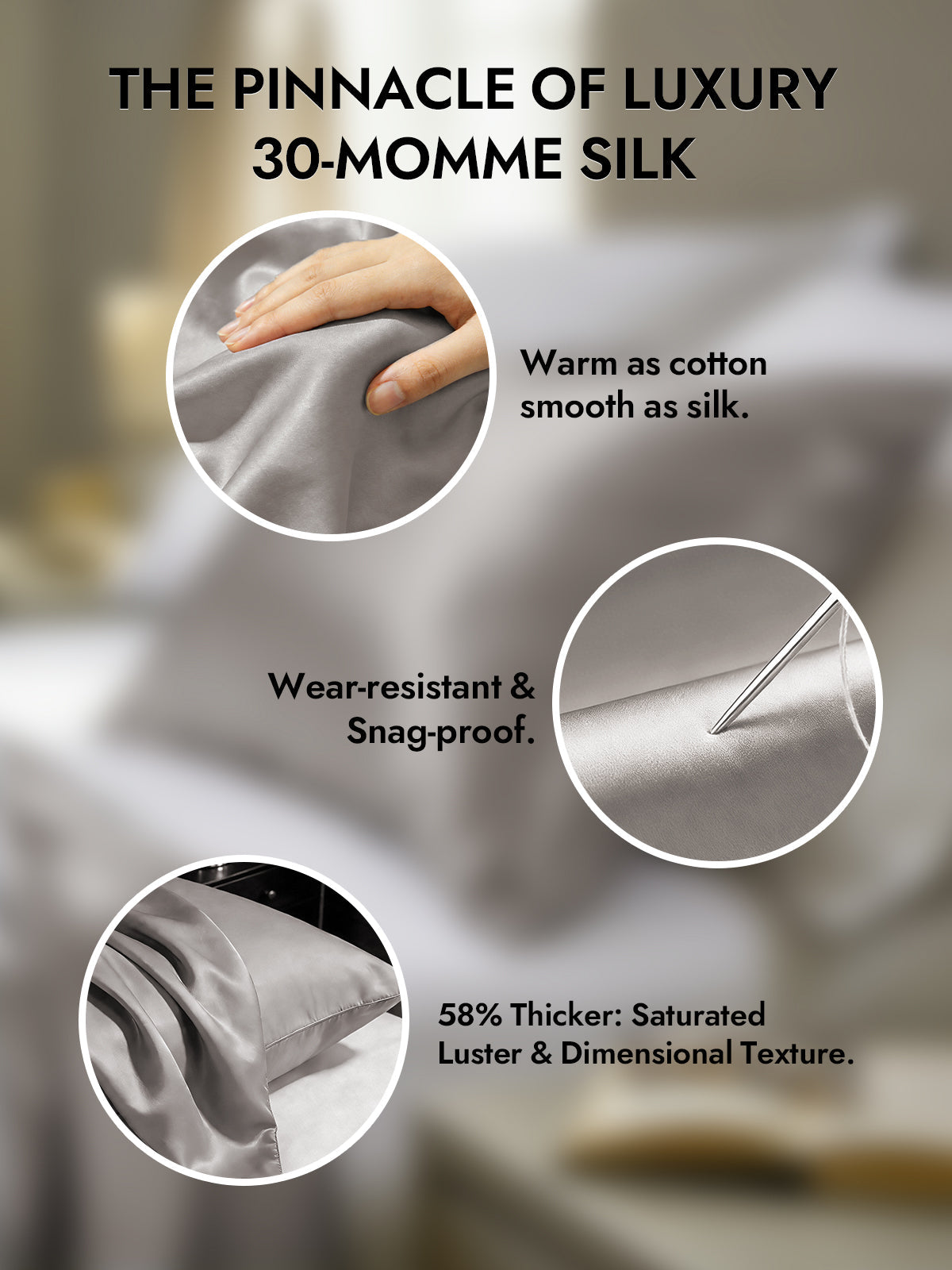 [Gray] SilkSilky  30Momme Pure Silk Pillowcase 002