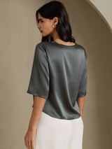 [Dark Gray] SilkSilky  Half Sleeve Women's T-Shirt 002