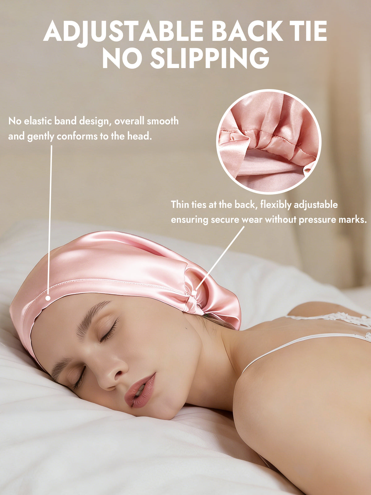 [Light Pink] SilkSilky  Pure Silk Sleep Cap 005