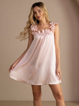 [Pink] SilkSilky  Sleeveless Square Neck Nightgown 005