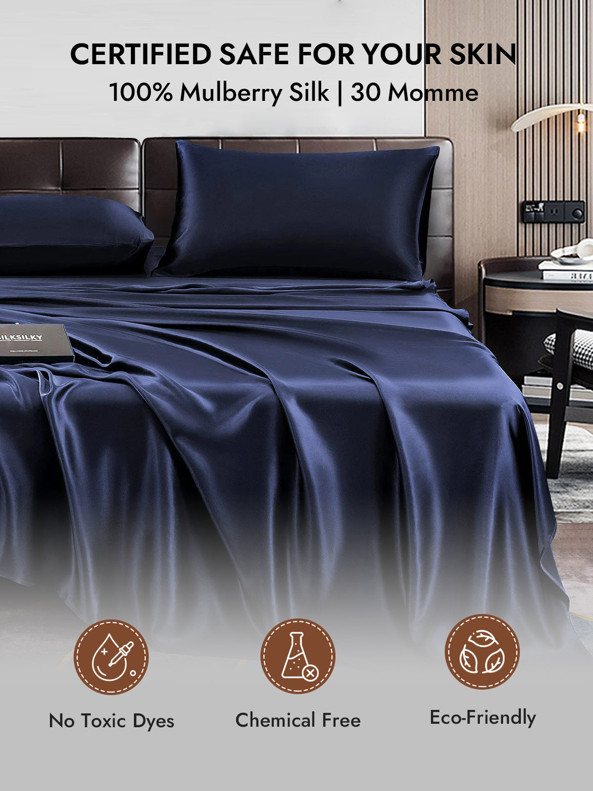 [Dark Blue] SilkSilky  30Momme Pure Silk Pillowcase 007