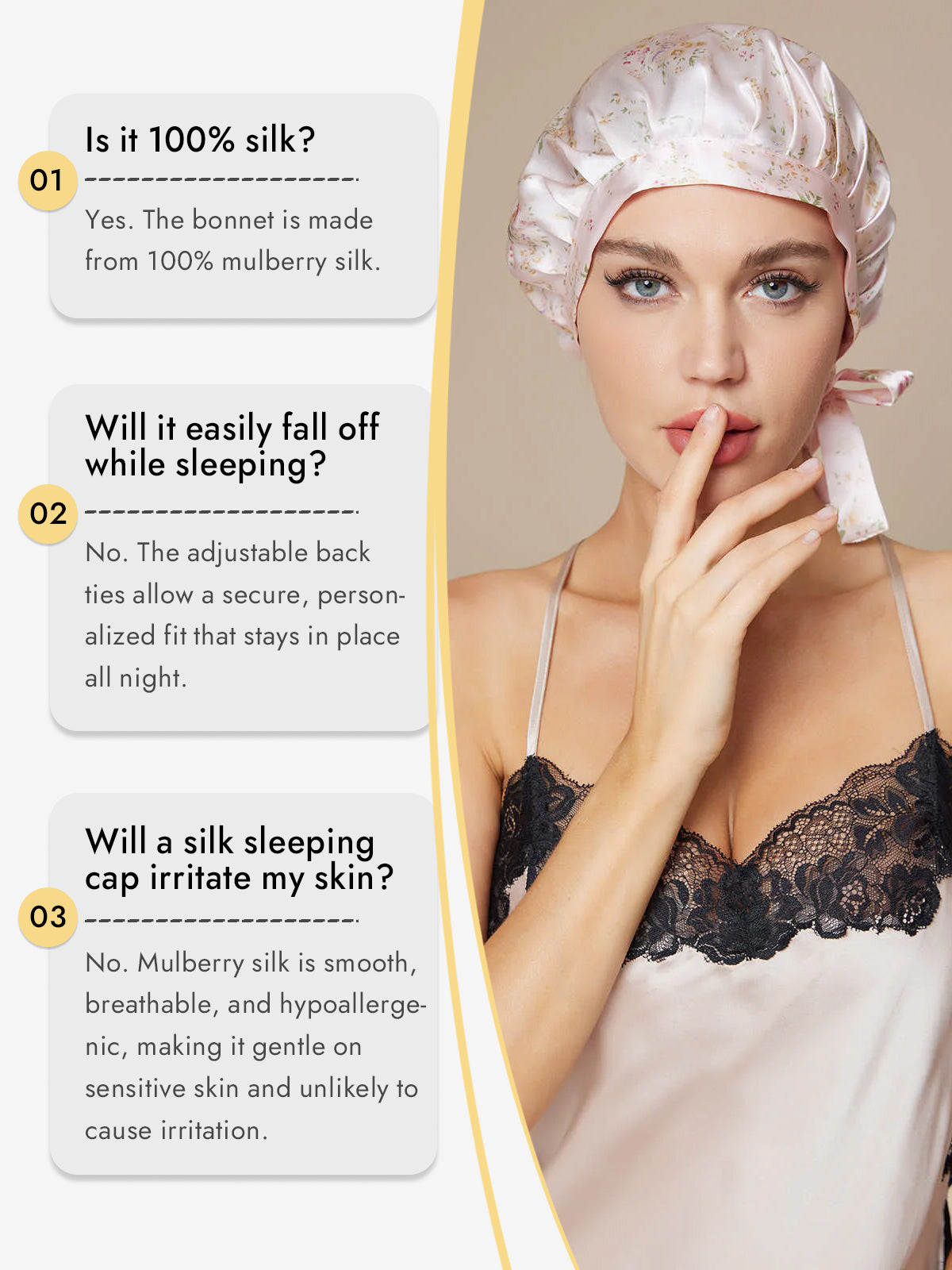 [Multi] SilkSilky  Pure Silk Sleep Cap 005