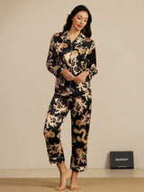 [Black Dragon] SilkSilky  Long Sleeve Notch Collar Women's Pajamas 006
