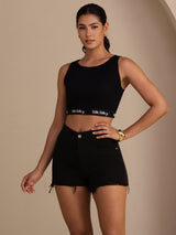 [Black] SilkSilky  Sleeveless Crew Neck Camisole Top 007
