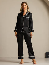 [Black] SilkSilky  Long Sleeve Notch Collar Women's Pajamas 003
