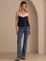 [Dark Blue] SilkSilky  Spaghetti Strap V Neck Camisole Top 006
