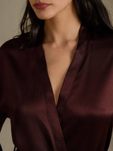 [Brown] SilkSilky  Long Sleeve Women's Robe 004