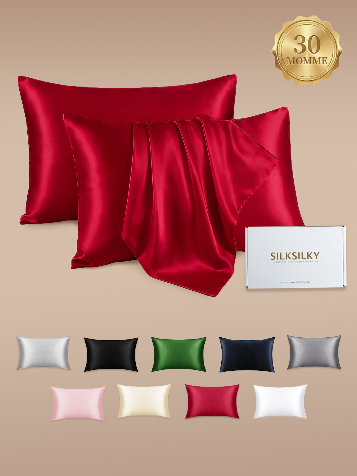 [Wine] SilkSilky  30Momme Pure Silk Pillowcase 001