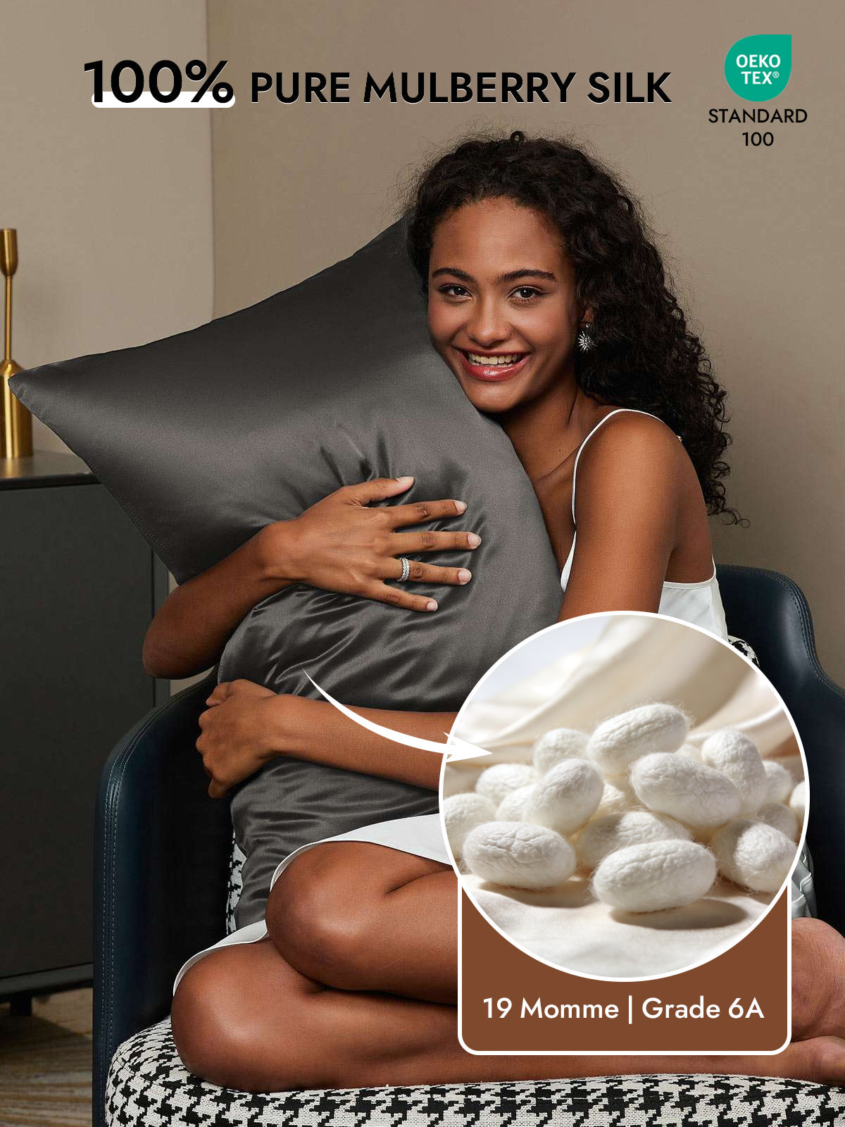 [Dark Gray] SilkSilky  19Momme Pure Silk Pillowcase 002