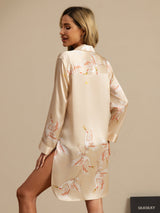 [Champagne] SilkSilky  19Momme Long Sleeve Notch Collar Nightshirt 002