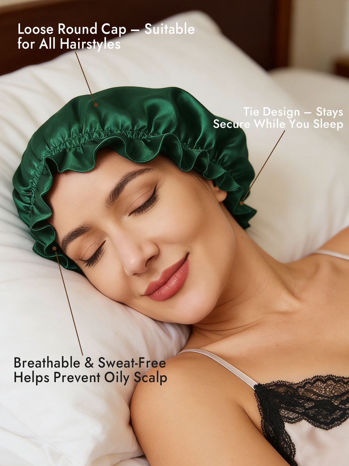 [Dark Green] SilkSilky  Sleep Cap 003