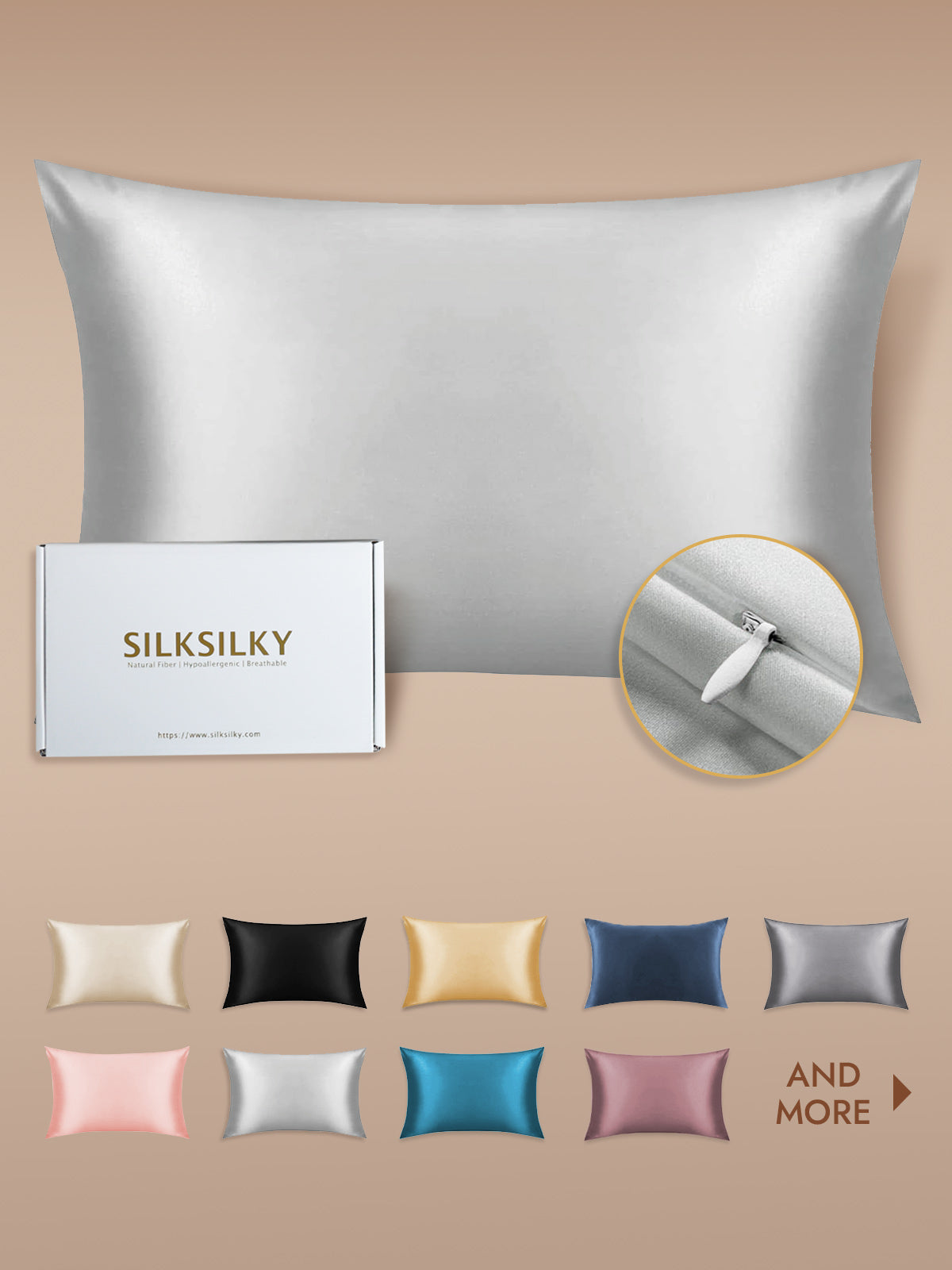 [Silver] SilkSilky  19Momme Pure Silk Pillowcase 001