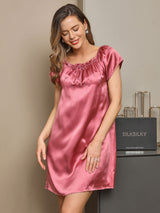 [Pale Mauve] SilkSilky  Cap Sleeve Square Neck Nightgown 003