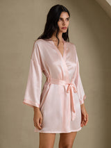 [Light Pink] SilkSilky  3/4 Sleeve Women's Robe 003