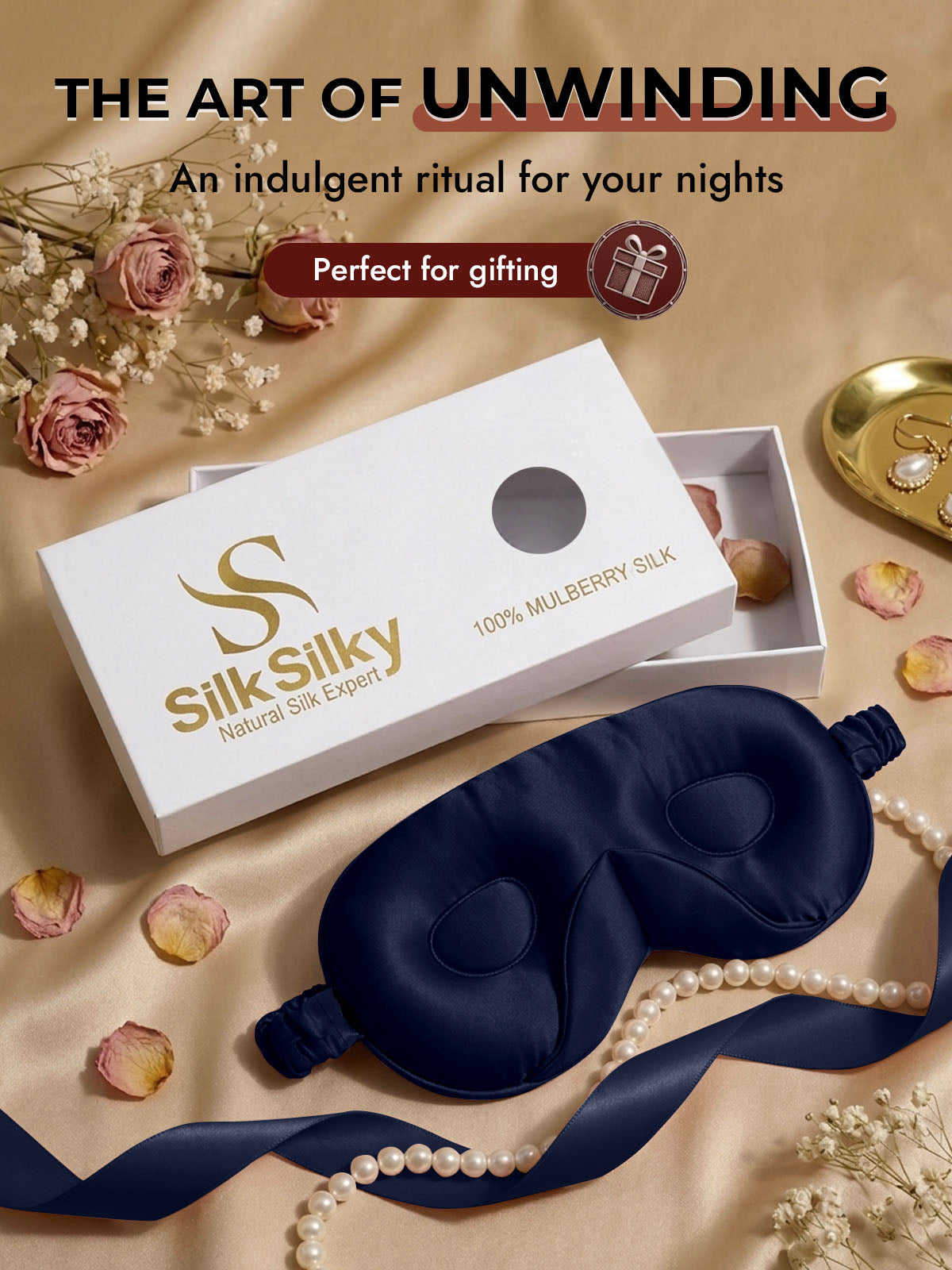 [Dark Blue] SilkSilky  22Momme Eye Mask 009