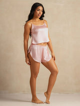 [Pink] SilkSilky  Spaghetti Strap Scoop Neck Camisole Set 007
