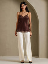 [Brown] SilkSilky  Spaghetti Strap V Neck Camisole Top 007