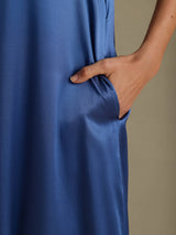 [Real Teal] SilkSilky  Short Sleeve Crew Neck Dress 005