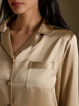 [Champagne Gold] SilkSilky  Long Sleeve Lapel Collar Women's Pajamas 004