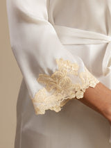 [White] SilkSilky  3/4 Sleeve Women's Robe 006