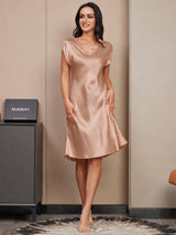 [Tuscany] SilkSilky  Cap Sleeve V Neck Nightgown 003