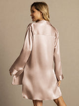 [Tuscany] SilkSilky  Long Sleeve Lapel Collar Nightshirt 002
