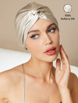 [Beige] SilkSilky  Sleep Cap 001