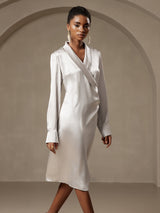 [Silver] SilkSilky  Long Sleeve Wrap Dress 005