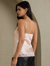 [Pink] SilkSilky  Spaghetti Strap V Neck Camisole Top 002