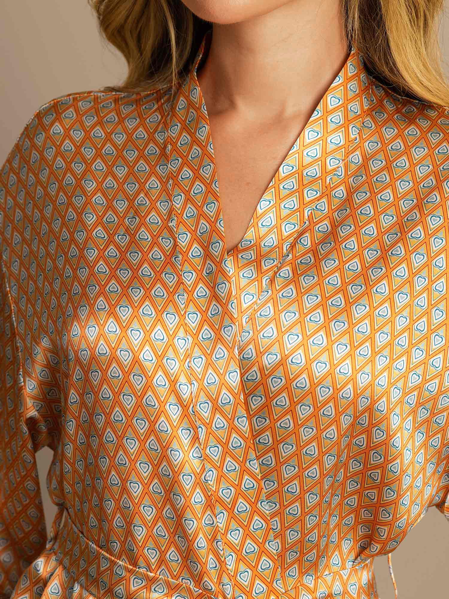 [Floral] SilkSilky  Pure Silk Womens Robe 008,