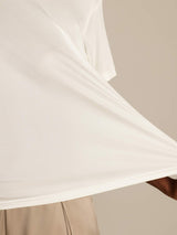 [White] SilkSilky  100% Silk Jersey Short Sleeve Round Neck Women's T-Shirt 005