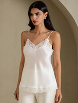 [White] SilkSilky  Spaghetti Strap V Neck Camisole Top 006