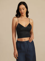 [Black] SilkSilky  Spaghetti Strap V Neck Camisole Top 003