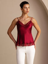 [Wine] SilkSilky Spaghetti Strap V Neck Camisole Top 004