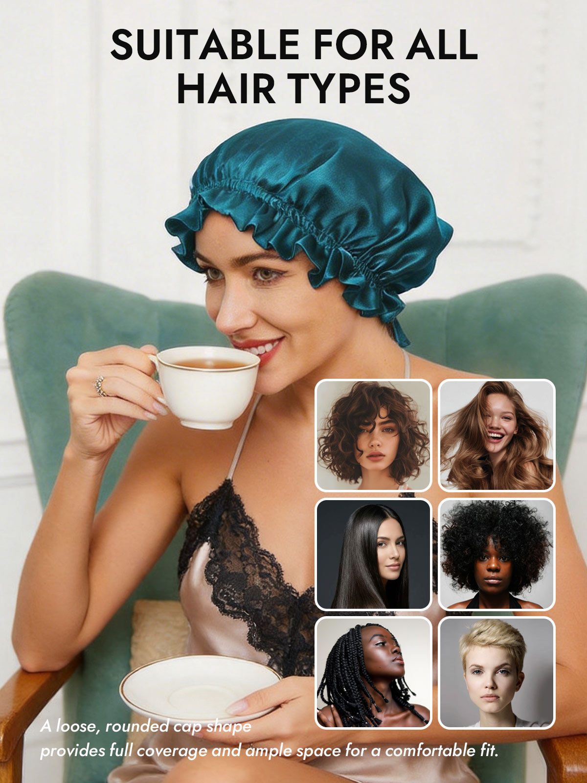 [Teal] SilkSilky  Sleep Cap 006