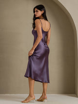 [Purple Gray] SilkSilky  Spaghetti Strap V Neck Dress 002