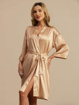 [Yellow Heart Geo] SilkSilky  3/4 Sleeve Women's Robe 005