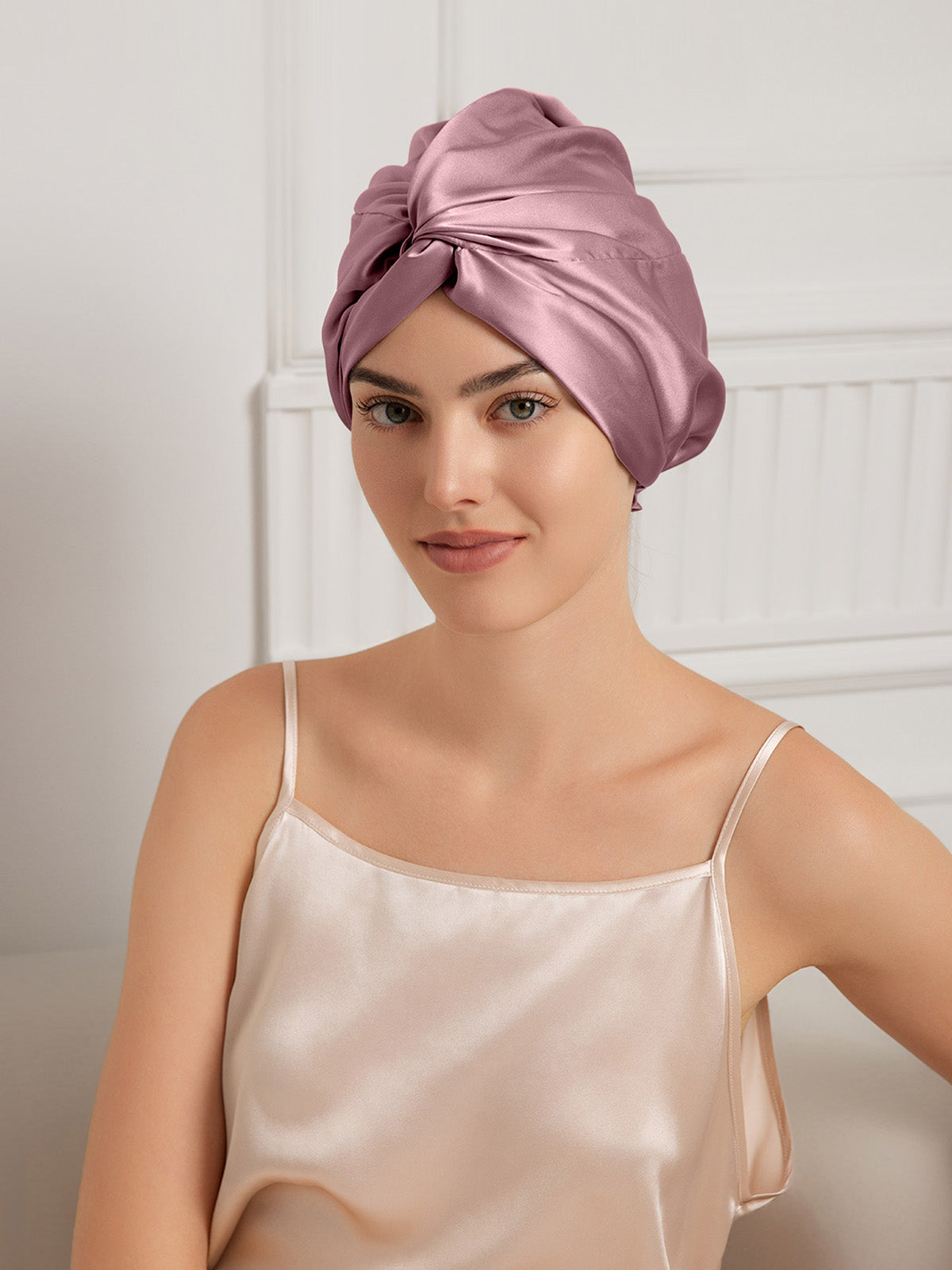 [Pale Mauve] SilkSilky  22Momme Pure Silk Sleep Cap 001