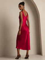 [Wine] SilkSilky  Sleeveless Scoop Neck Dress 002