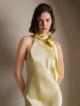 [Light Yellow] SilkSilky  Sleeveless Tie Neck Dress 004