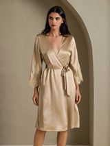 [Champagne] SilkSilky  3/4 Sleeve Women's Robe 006