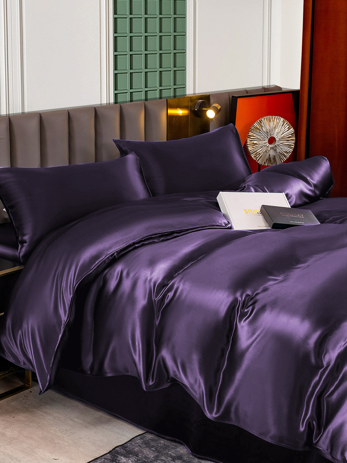 [Deep Purple] SilkSilky  22Momme Pure Silk Bedding Set 005,