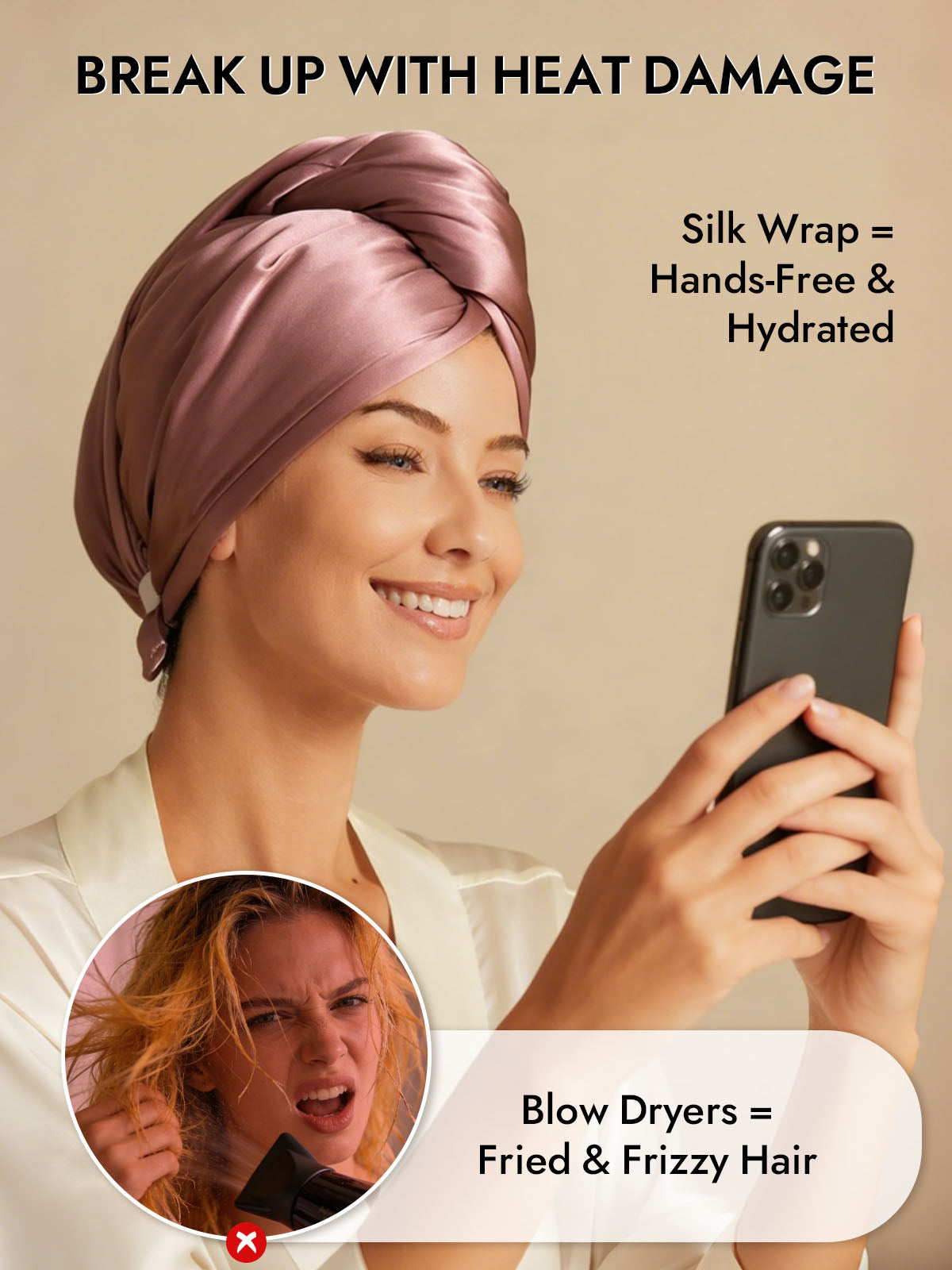 [Pale Mauve] SilkSilky  Silk Hair Towel Wrap 002