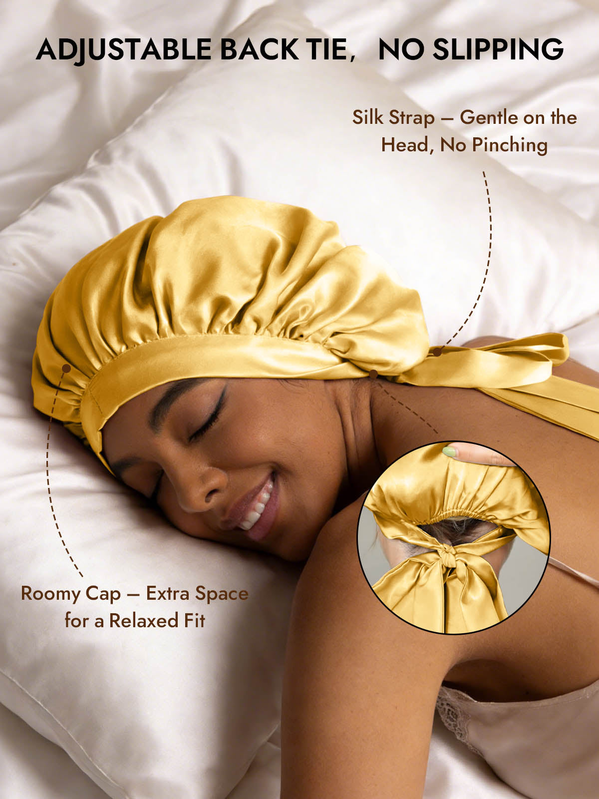 [Champagne] SilkSilky  Pure Silk Sleep Cap 004