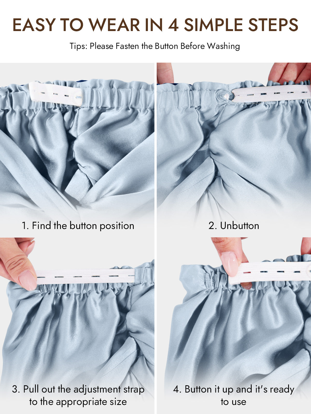 [Steel Blue] SilkSilky  22Momme Pure Silk Sleep Cap 006