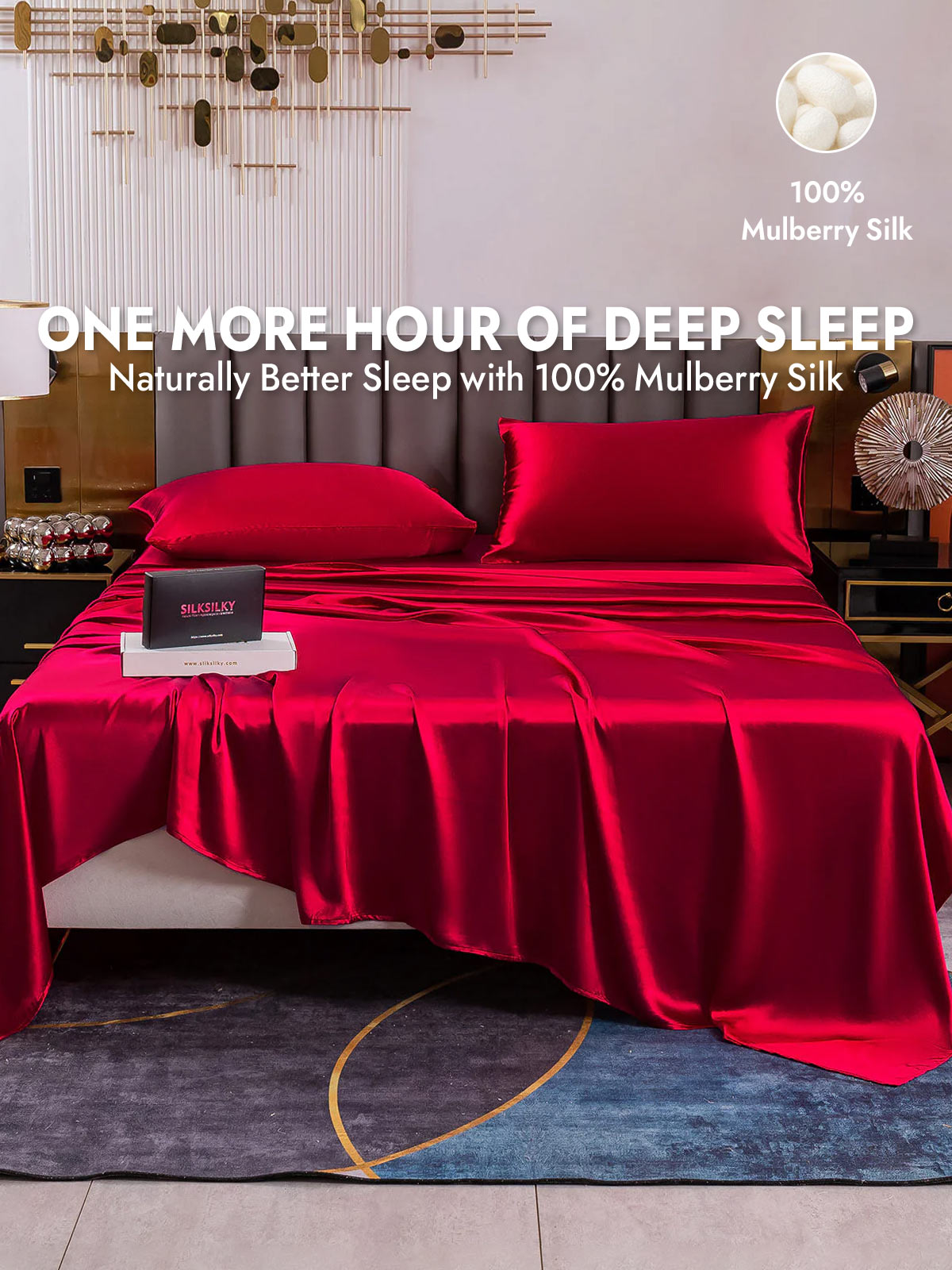 [Wine] SilkSilky  19Momme Silk Bedding Set 001