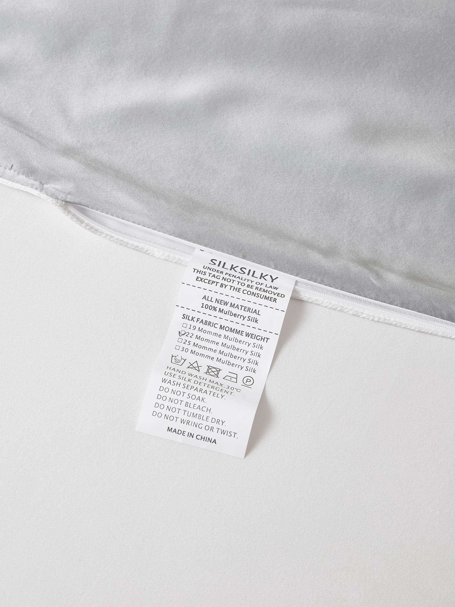 [LightGray+White] SilkSilky  22Momme Pure Silk Bedding Set 004,